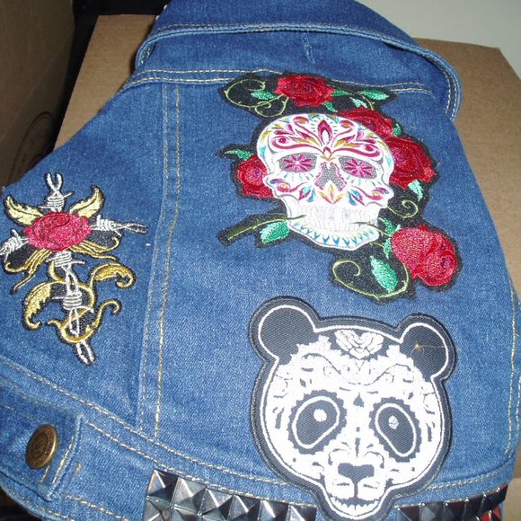 Pethaus Denim Dog Biker Jacket - Picture 1 of 4